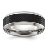 Chisel Titanium Polished Black Ion-Plated Textured Center 8 mm Wedding Band