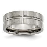 Titanium Grooved 8 mm Brushed and Polished Wedding Band - TB74