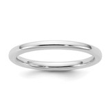 Rhodium-Plated 14K White Gold 2 mm European Comfort Fit Wedding Band, Domed