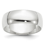 Rhodium-Plated 14K White Gold 6.5 mm Lightweight Half Round Wedding Band