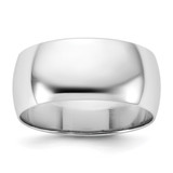 Rhodium-Plated 14K White Gold 8.5 mm Lightweight Half Round Wedding Band