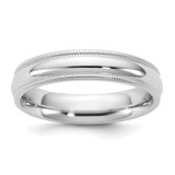 Rhodium-Plated 14K White Gold 4.5 mm Milgrain Comfort Fit Wedding Band, Half Round