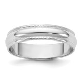 Rhodium-Plated 14K White Gold 4.5 mm Lightweight Milgrain Half Round Wedding Band