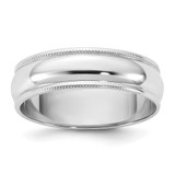 Rhodium-Plated 14K White Gold 5.5 mm Lightweight Milgrain Half Round Wedding Band