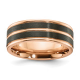 Chisel Black Zirconium Brushed and Polished Rose Ion-Plated 8 mm Wedding Band, Flat - ZCR113