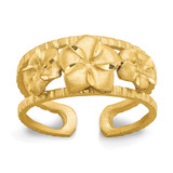 14K Yellow Gold Diamond-Cut Plumeria Toe Ring