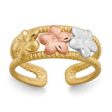 14K Two-Tone Gold and White Rhodium Plumeria Toe Ring, 6 mm
