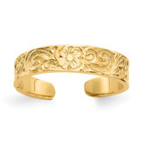 14K Yellow Gold Flower and Scroll Toe Ring, 5 mm