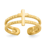 14K Yellow Gold Cross Toe Ring, 4 mm