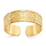 14K Yellow Gold Flower and Butterfly Toe Ring, 5 mm