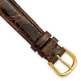DeBeer 10 mm Dark Brown Caiman Leather with Gold-Tone Buckle 6.75 Inch Watch Band