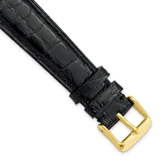 DeBeer 22 mm Black Caiman Leather with Gold-Tone Buckle 7.5 Inch Watch Band