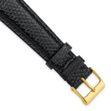 DeBeer 20 mm Black Lizard Leather with Gold-Tone Buckle 7.5 Inch Watch Band