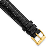 DeBeer 6 mm Black Lizard Leather with Gold-Tone Buckle 6.75 Inch Watch Band