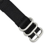 DeBeer 20 mm Two-Piece Black Ballistic Nylon with Brushed Stainless Steel Buckle and Quick Release Spring Bars 8.5 Inch Watch Band