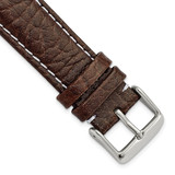 DeBeer 20 mm Dark Brown Sport Leather with White Stitching and Silver-Tone Buckle 7.5 Inch Watch Band
