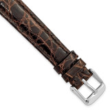 DeBeer 16 mm Brown Caiman Leather with Silver-Tone Buckle 7.5 Inch Watch Band