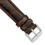 DeBeer 18 mm Short Brown Caiman Leather with Silver-Tone Buckle 6.75 Inch Watch Band