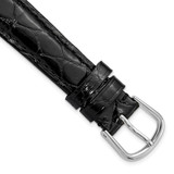 DeBeer 17 mm Black Caiman Leather with Silver-Tone Buckle 7.5 Inch Watch Band