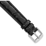 DeBeer 14 mm Long Black Caiman Leather with Silver-Tone Buckle 7.75 Inch Watch Band