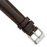 DeBeer 16 mm Long Brown Lizard Leather with Silver-Tone Buckle 8.5 Inch Watch Band