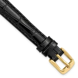 DeBeer 12 mm Black Crocodile Grain Chronograph Leather with Gold-Tone Buckle 6.75 Inch Watch Band