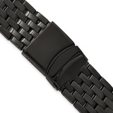 DeBeer 24 mm Black PVD-Plated Stainless Steel Breitling Navitimer Style Solid Link with Deployment Buckle 7.5 Inch Watch Band