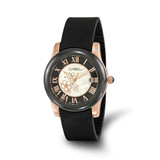 Women'S Chisel Rose Ion-Plated Floral Dial Black Strap Watch, 40 mm, Quartz