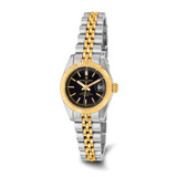 Women'S Charles Hubert Ion-Plated Two-Tone 26 mm Black Dial Watch, Quartz