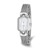 Charles Hubert Stainless Steel Wire Bangle White Mother of Pearl Dial Watch, 20 mm, Quartz