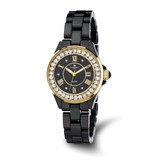 Charles-Hubert Black Ceramic Yellow Ion-Plated Crystal Bezel Black Dial with Date Watch, 33 mm, Quartz