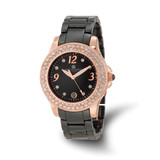 Charles-Hubert Black Ceramic 40 mm Stainless Steel Rose Ion-Plated Crystal Bezel Black Dial with Date Watch, Quartz