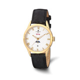 Charles-Hubert Stainless Steel Yellow Ion-Plated White Dial with Day and Date Watch, 40 mm, Quartz