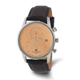 Charles Hubert Men'S Stainless Steel Light Orange Dial Dual Time Watch, 42 mm, Quartz