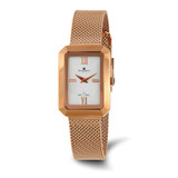 Women'S Charles Hubert Rose Ion-Plated Mesh Band White Dial Watch, Quartz