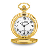 Mason Sales Stainless Steel Gold-Tone White Dial Pocket Watch, 46 mm, Quartz