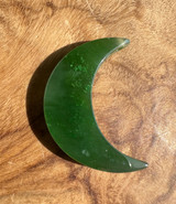 Natural Green Canadian Nephrite Jade Crescent Moon, 25mm Pendant