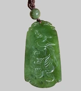 Natural Canadian Jade Phoenix Pendant - 51.5mm