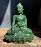 Natural Jade Buddha 5" - Canadian Nephrite Jade Figurine