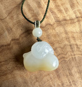 Natural Honey White Nephrite Jade Ram Pendant - 20mm