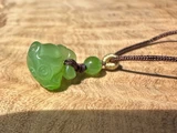 Natural Apple Siberian Jade pendant in the shape of a lotus seed pod extra Small 9.5mm