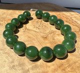 Natural Nephrite Jade 18mm Dark Green Siberian Unstrung Beads 12" strand