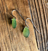 Natural Nephrite Jade Earrings 7x11mm Sterling Silver
