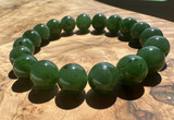 Natural Jade 10mm Bead Bracelet, 6.5"