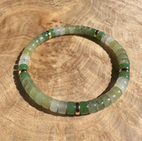 Natural Multi-Color Nephrite Jade Rondelle Bracelet