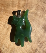 Natural Grumpy Canadian Nephrite Jade Cat Pendant - 34mm