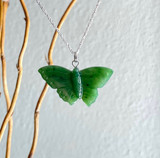 Natural Nephrite Jade Butterfly Pendant, 35mm