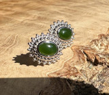 Natural Canadian Nephrite Jade and Silver Earrings 6x4mm