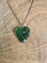 Natural Canadian Jade Leaf Charm/Pendant, 16x18mm