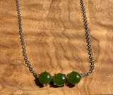 Natural Canadian Nephrite Jade and Silver 3 Piece Necklace 6mm